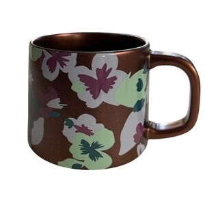 STARBUCKS® Floral Metallic Coffee Mug – 14 fl oz – 2020 – Brown & Pastel Flowers